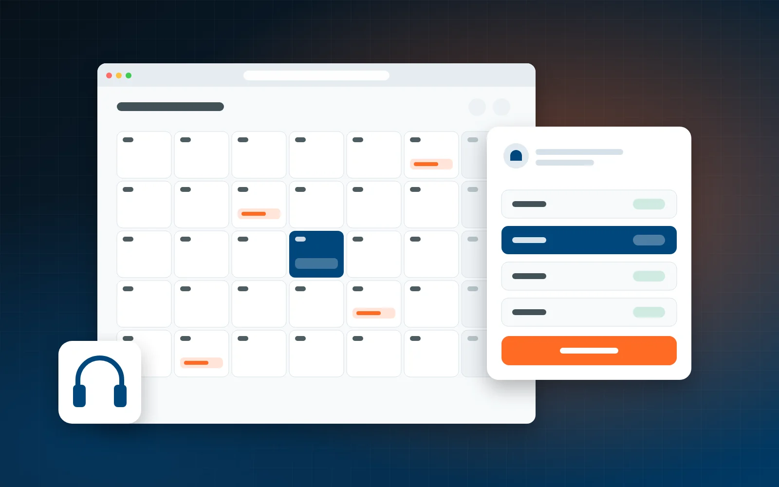 Booking interface of the Audio Insider registration system with calendar and available listening slots